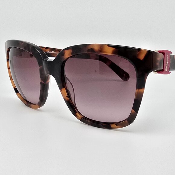 Salvatore Ferragamo SF782S 214 Havana Frame Purple Lens Sunglasses w/ Case Italy main image 7